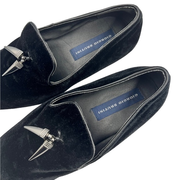 GIORGIO BRUTINI Cowell Black Velvet Slip On Loafer Gunmetal Pointed Tassels - Picture 13 of 13